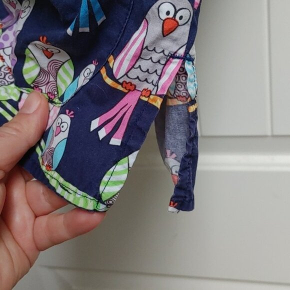 White Cross Colorful Owl Bird Print nurse nursing hospital Scrub Top shi… - Picture 6 of 7